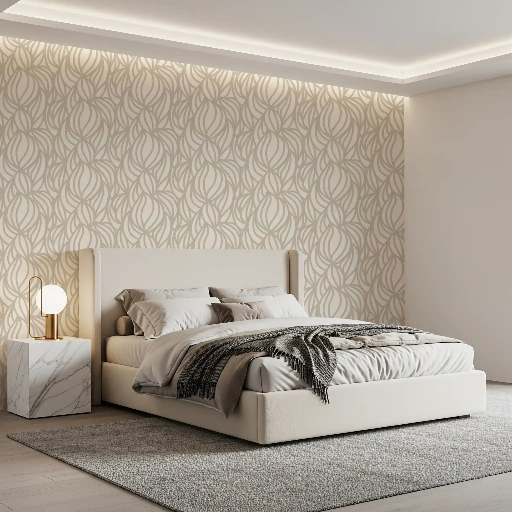 Cream Swirl Geometric Wallpaper⁠