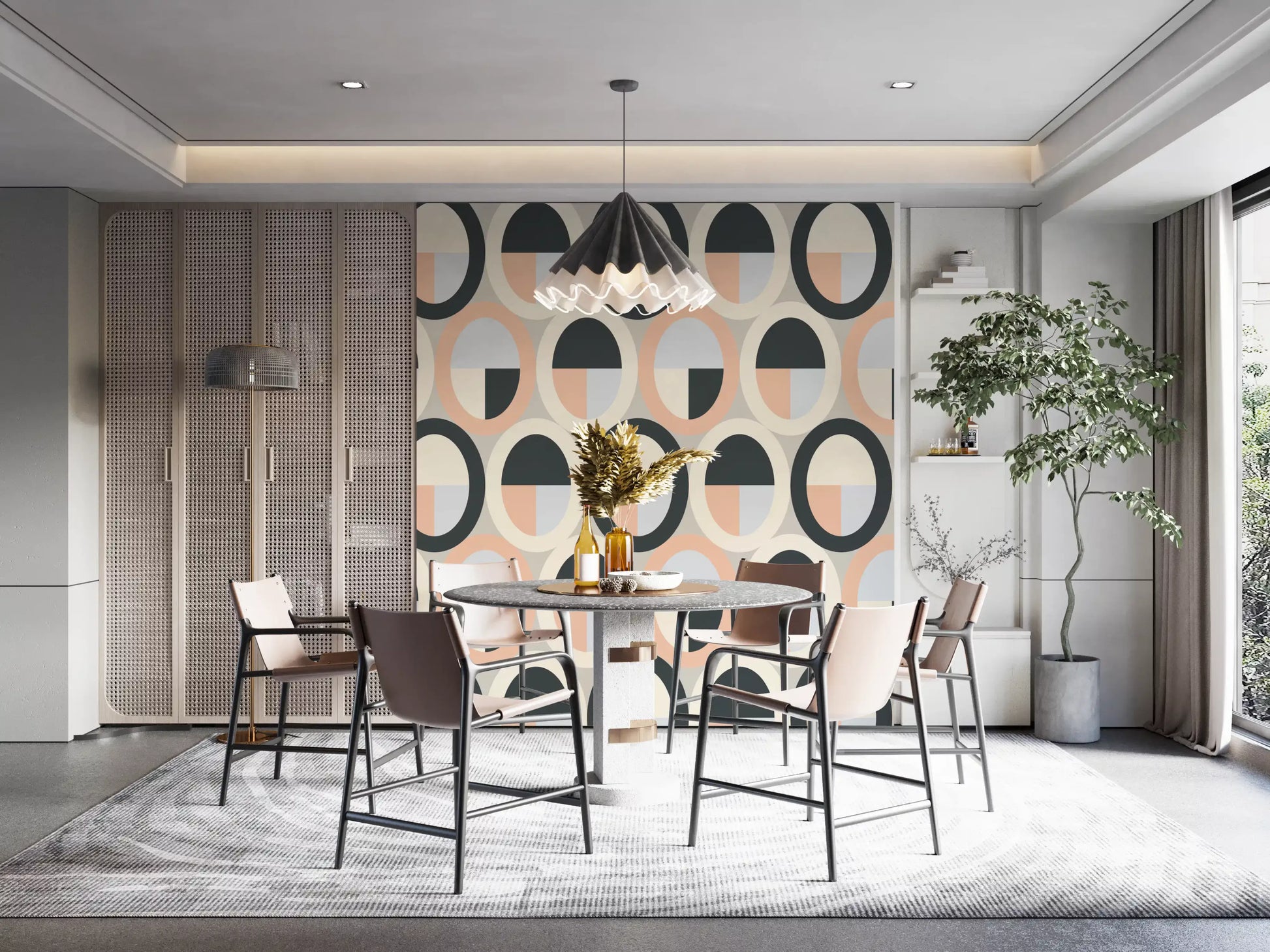 Minimalist Oval Geometry Wallpaper⁠