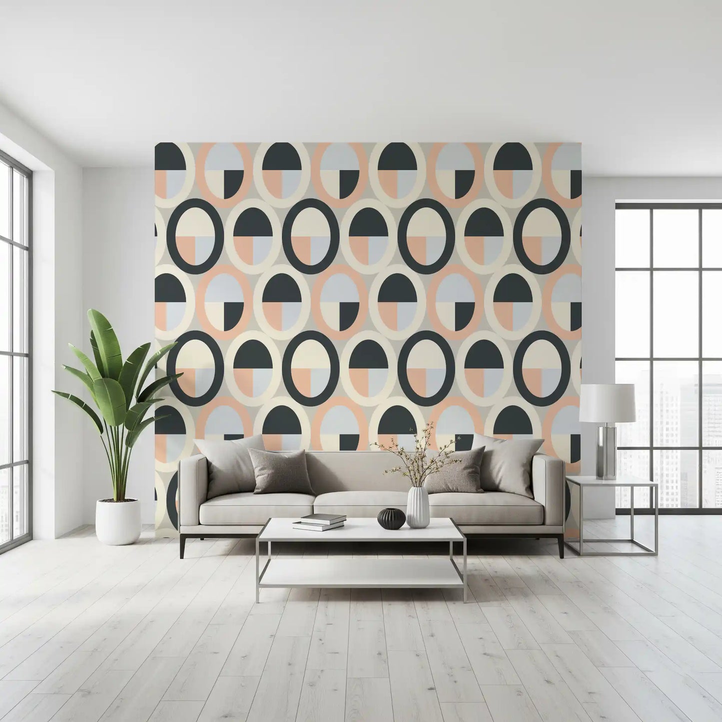 Minimalist Oval Geometry Wallpaper⁠