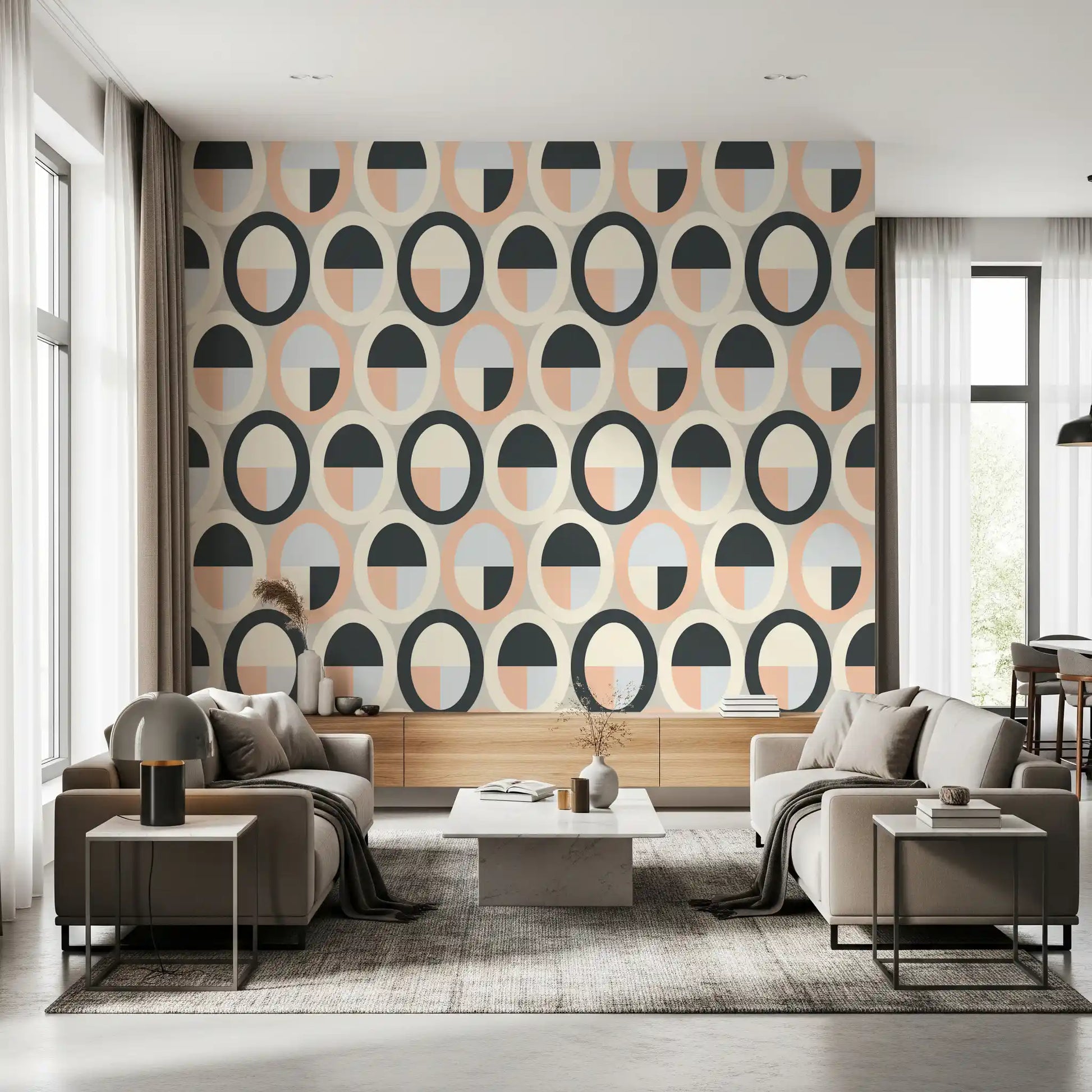 Minimalist Oval Geometry Wallpaper⁠