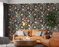 Rustic Meadow Botanical Pattern Wallpaper⁠