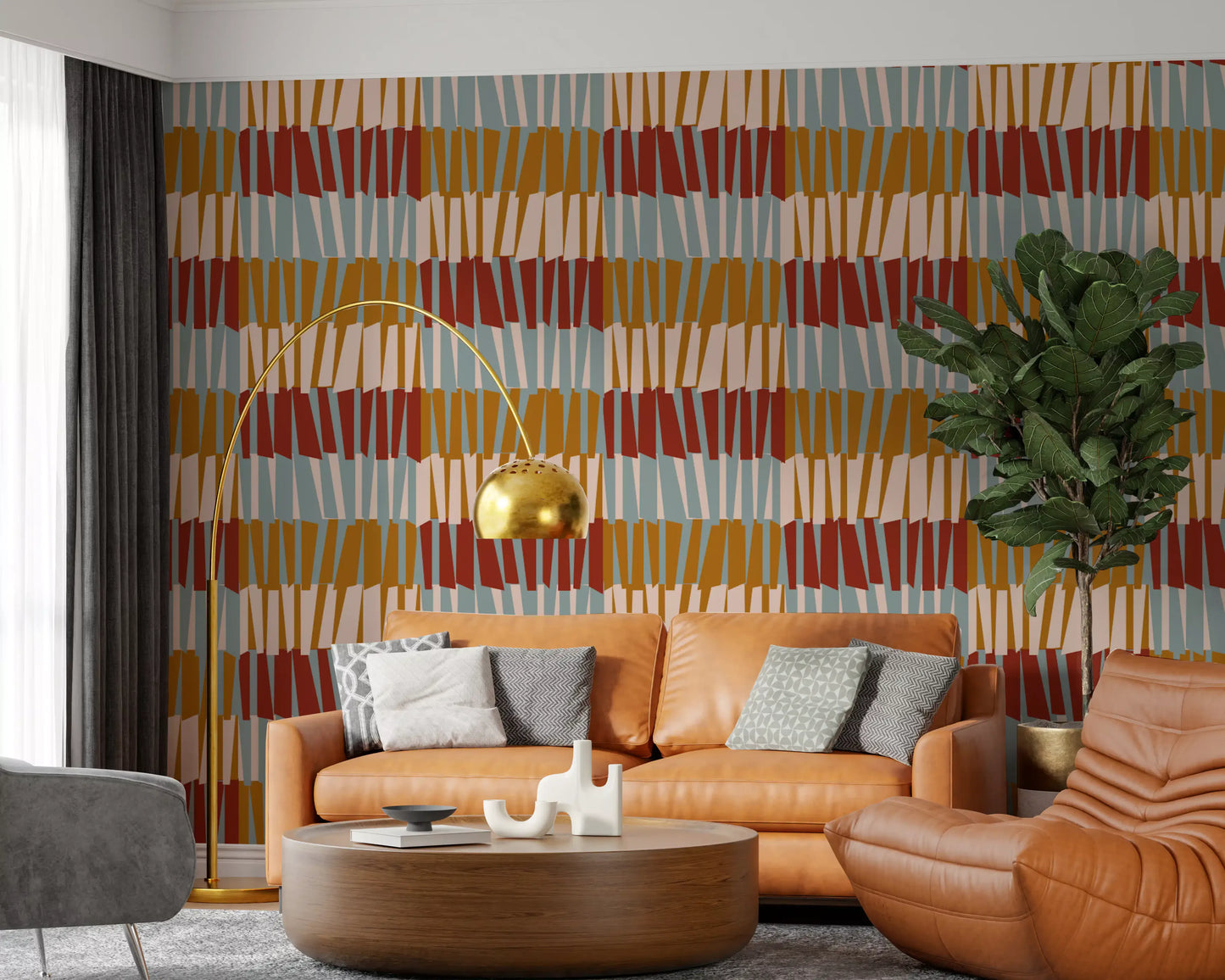 Retro Abstract Block Geometric Wallpaper⁠
