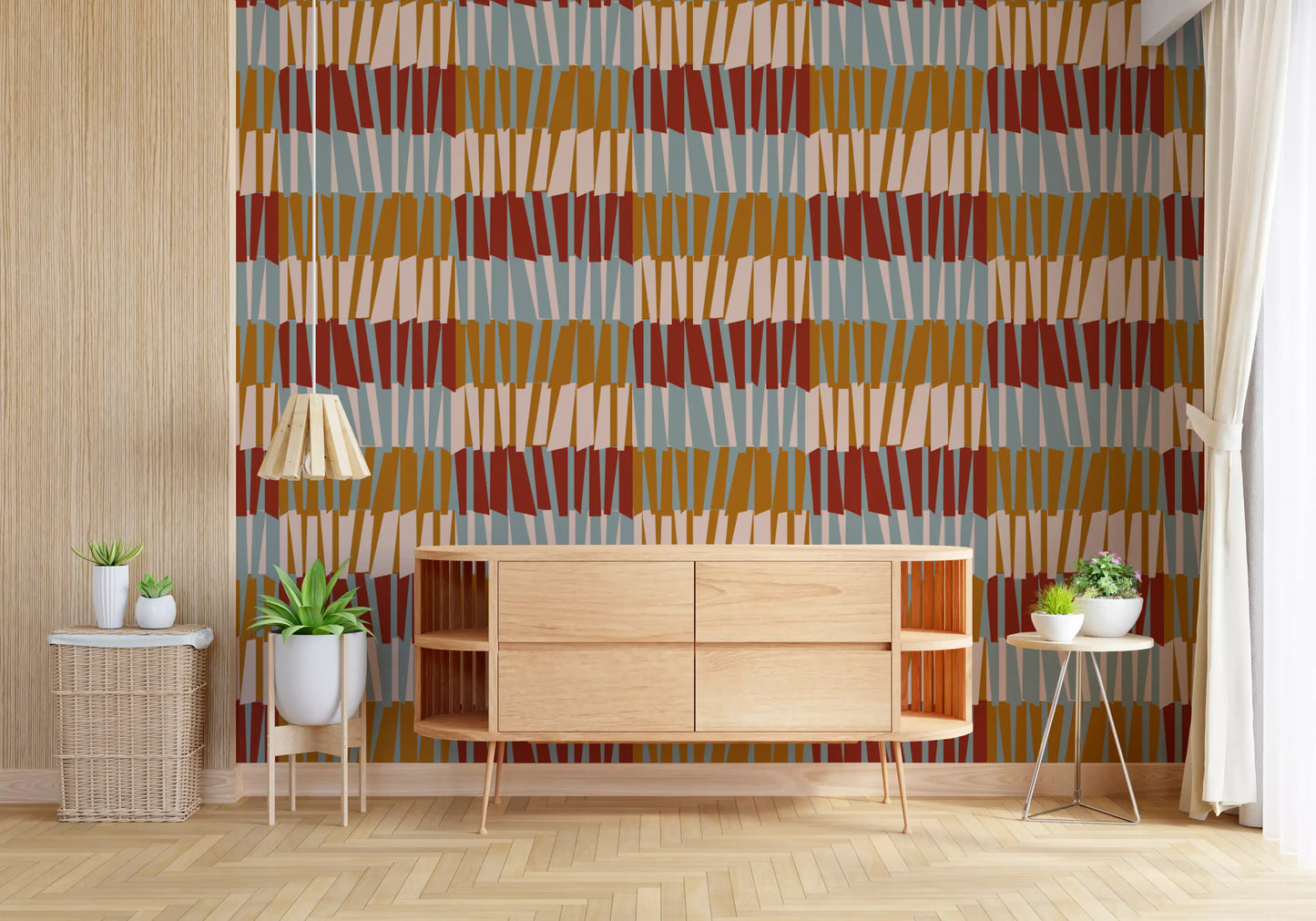 Retro Abstract Block Geometric Wallpaper⁠