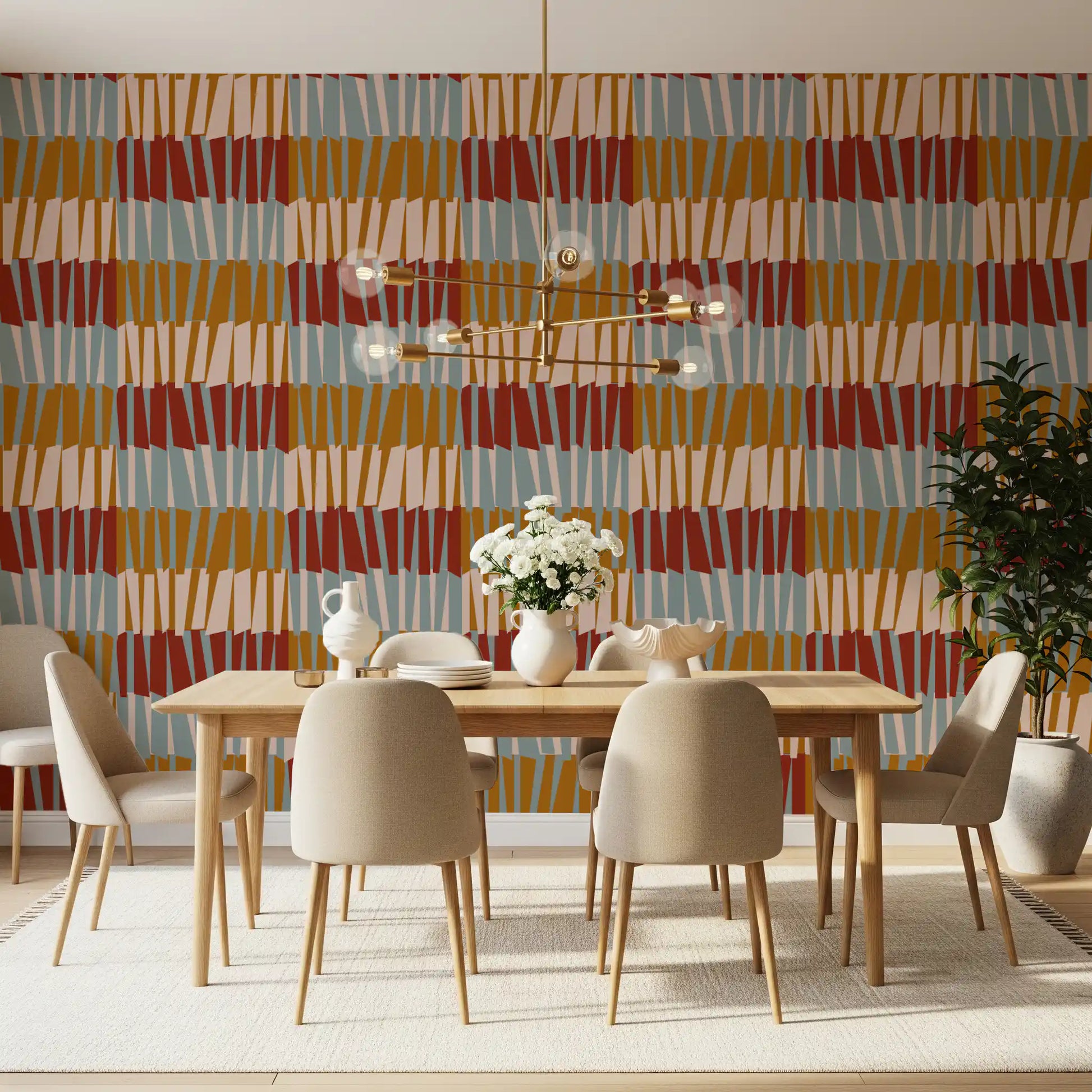Retro Abstract Block Geometric Wallpaper⁠