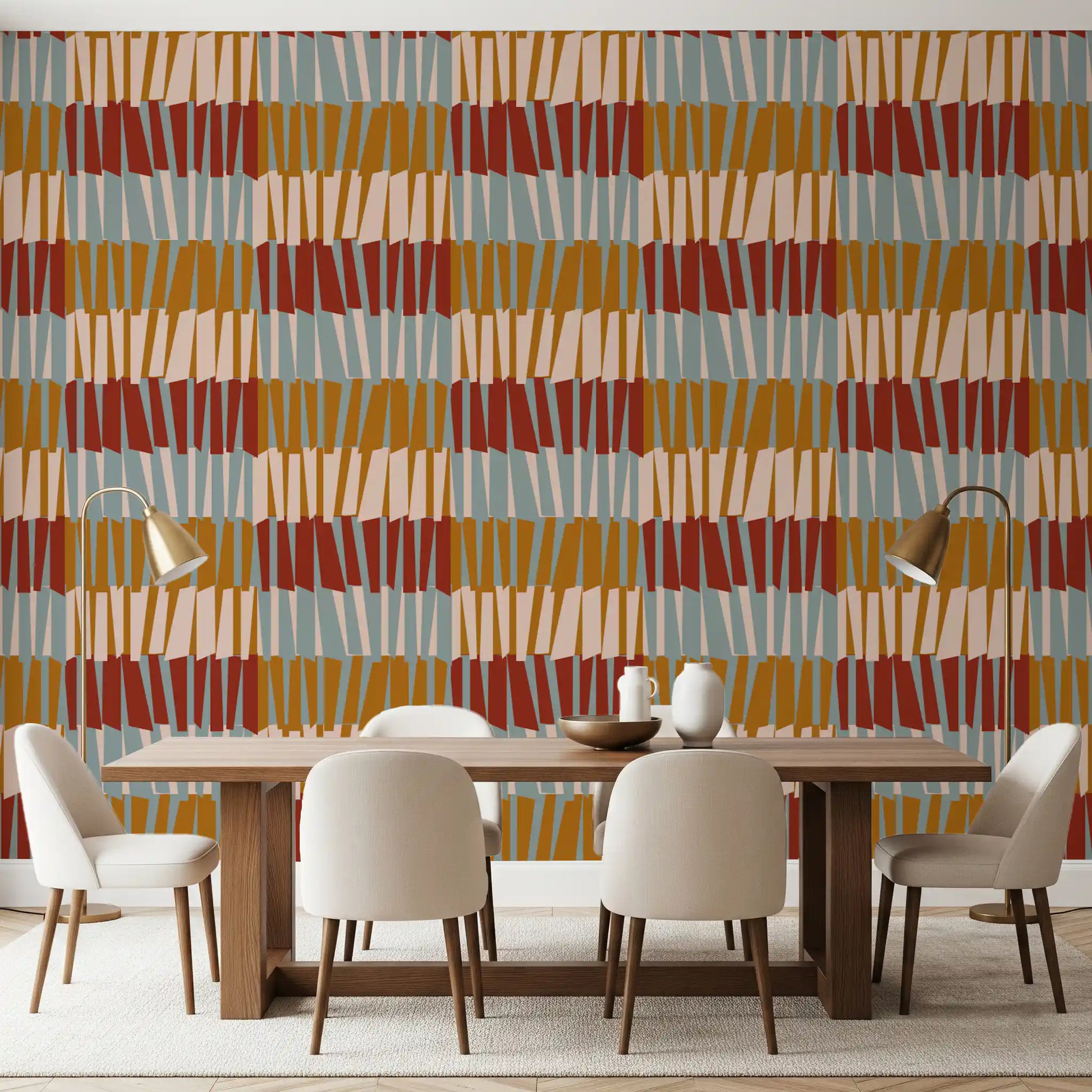 Retro Abstract Block Geometric Wallpaper⁠