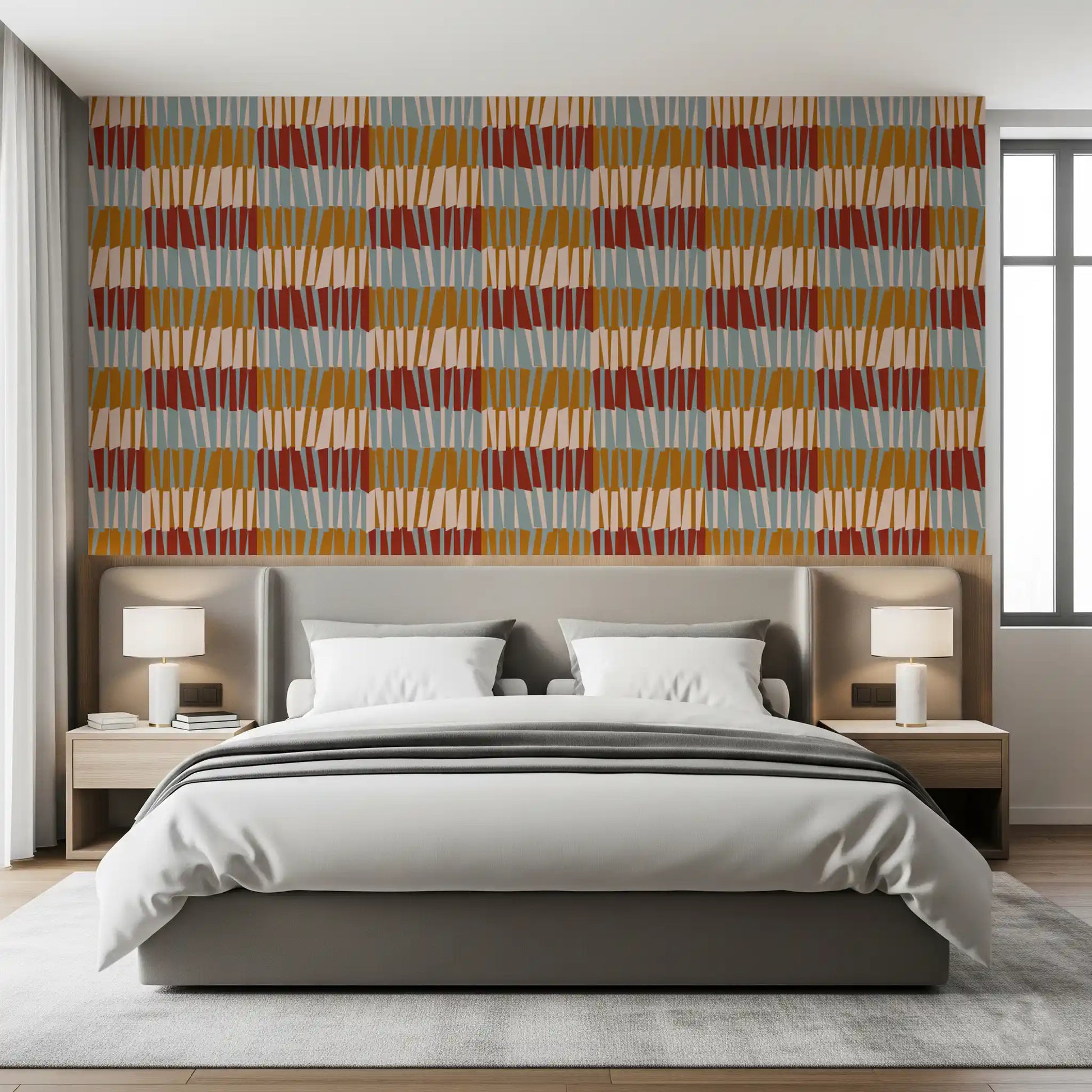 Retro Abstract Block Geometric Wallpaper⁠