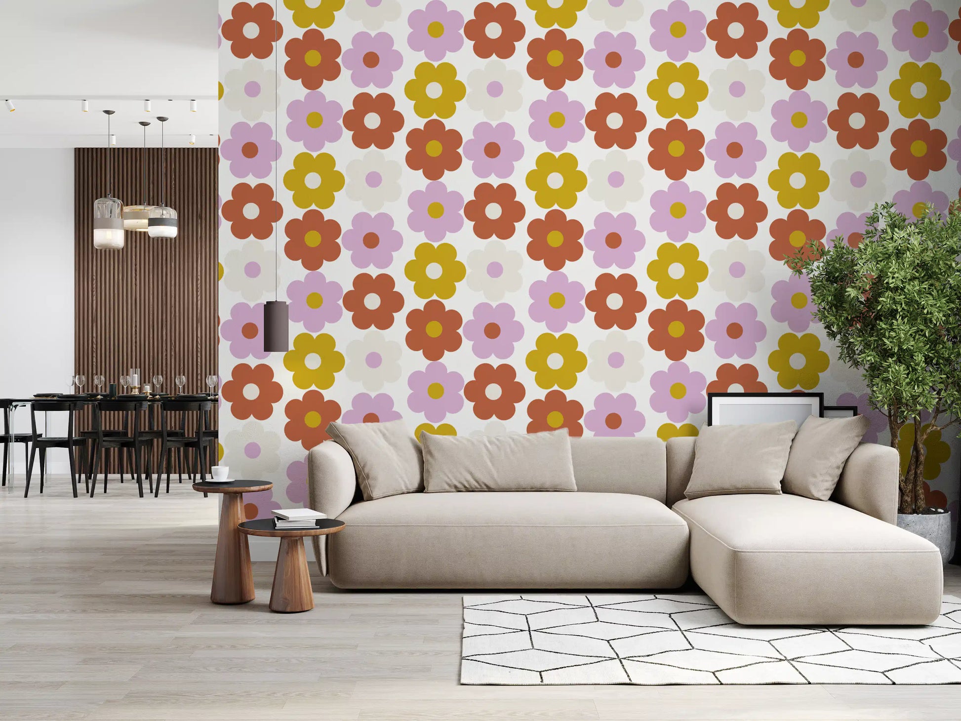 Retro Flower Power Bloom Wallpaper⁠