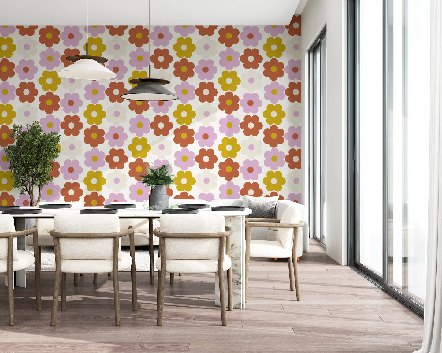 Retro Flower Power Bloom Wallpaper⁠