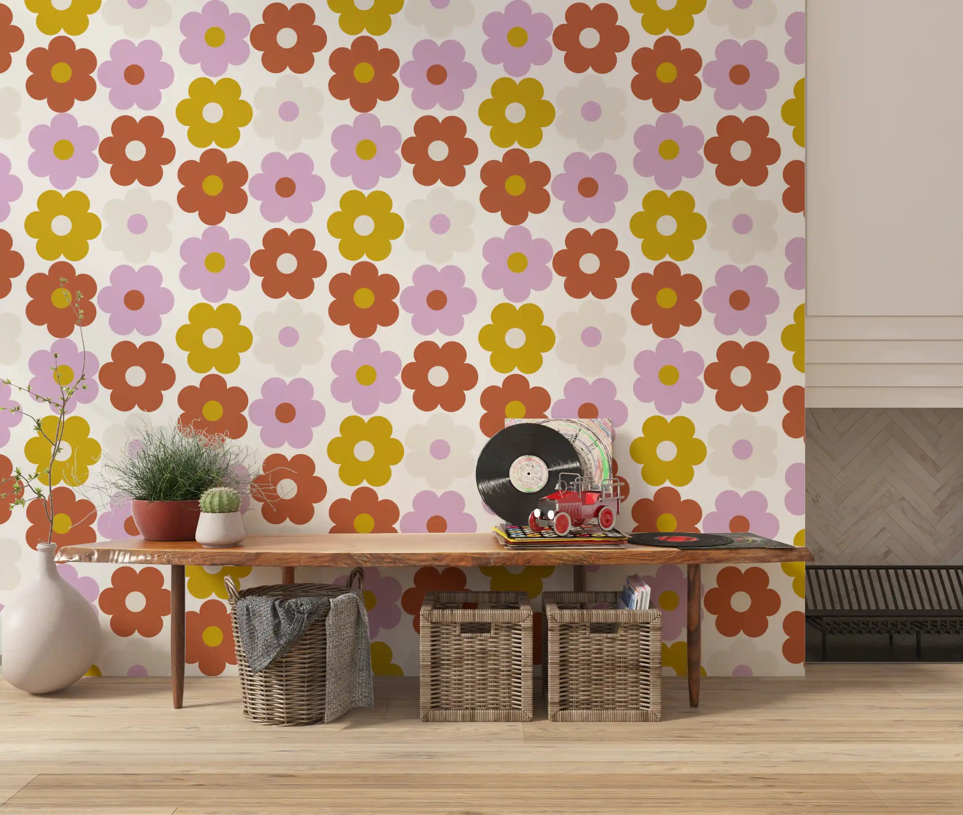 Retro Flower Power Bloom Wallpaper⁠