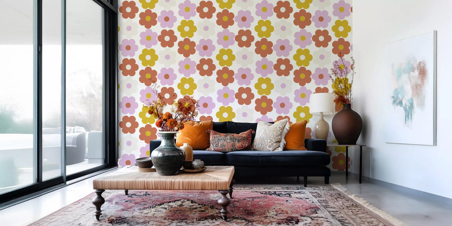 Retro Flower Power Bloom Wallpaper⁠