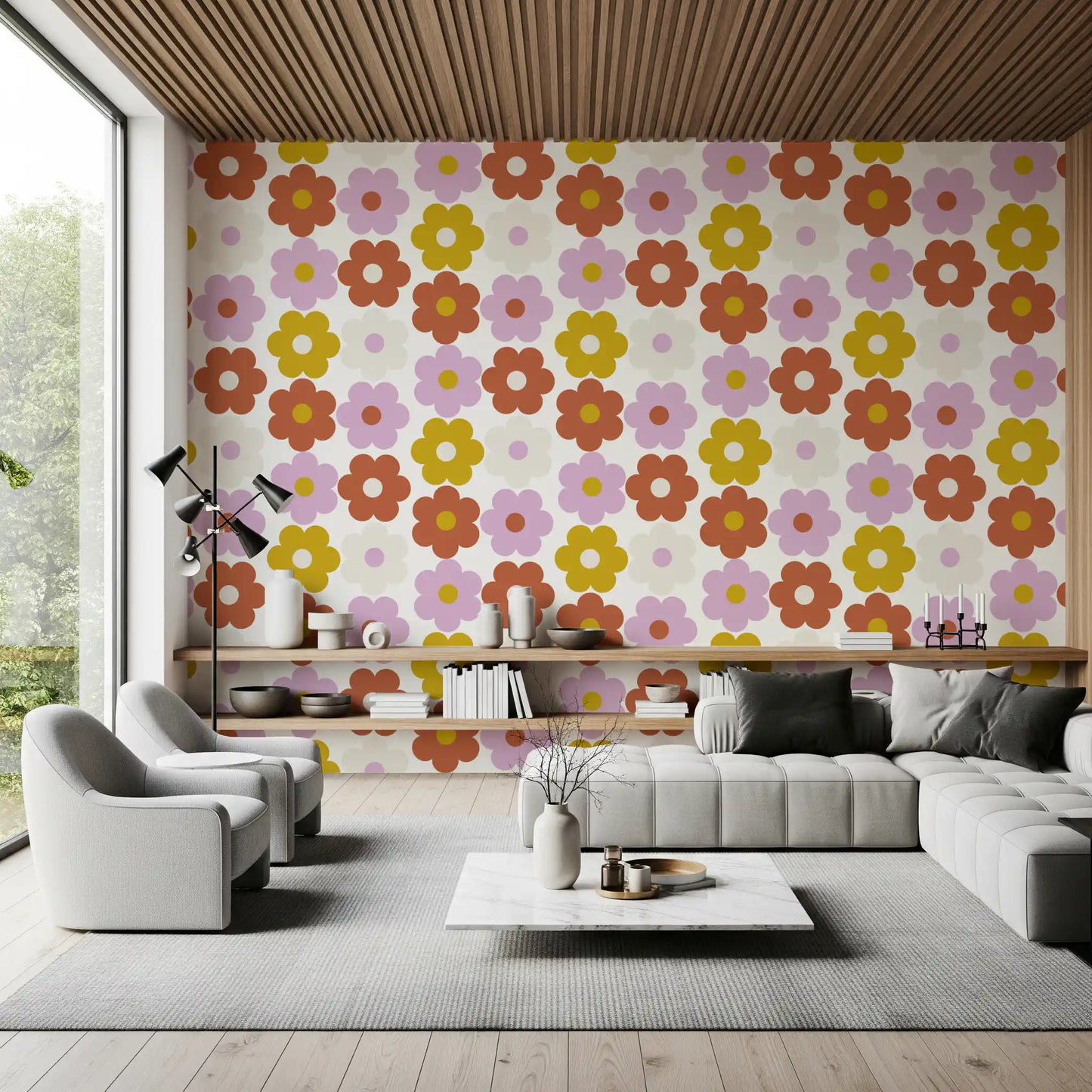 Retro Flower Power Bloom Wallpaper⁠