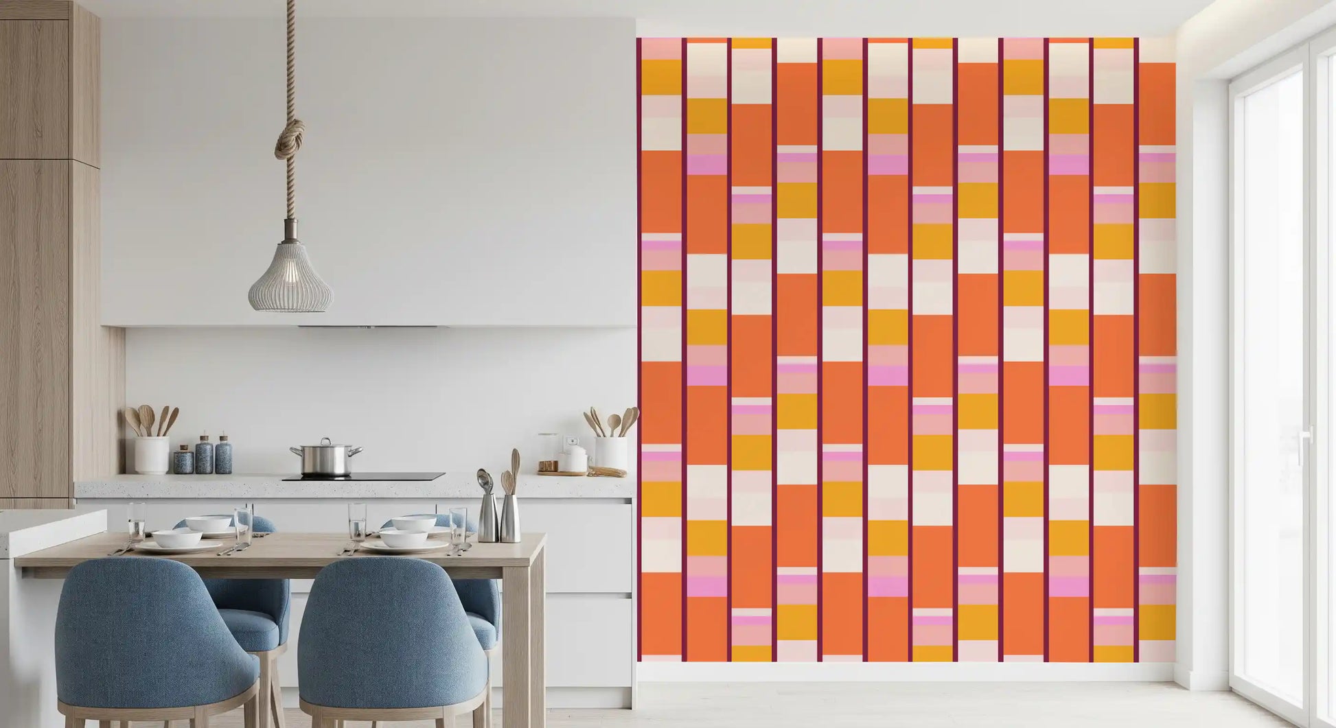 Retro Vertical Block Stripe Wallpaper⁠
