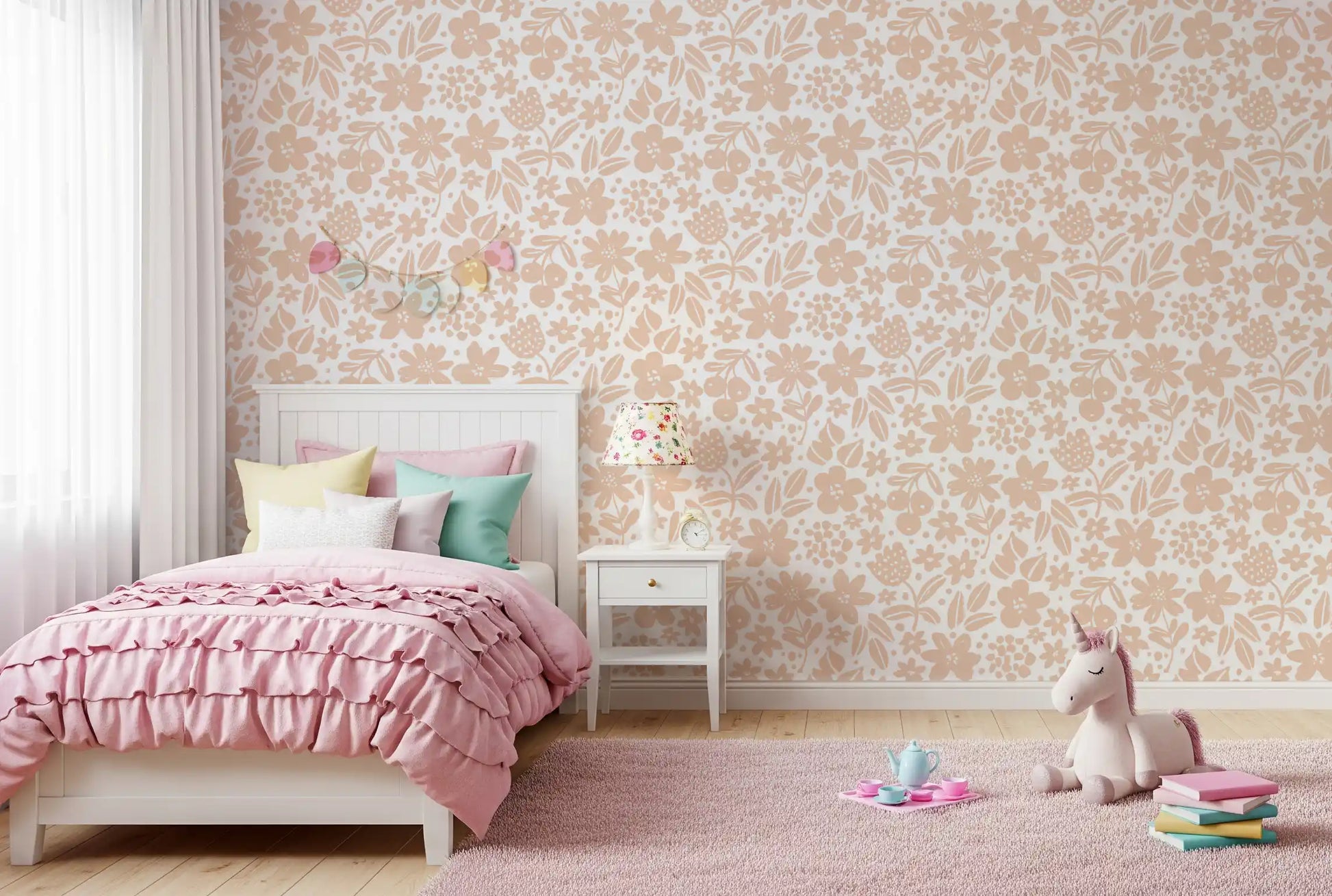 Minimalist Peach Garden Bloom Wallpaper⁠