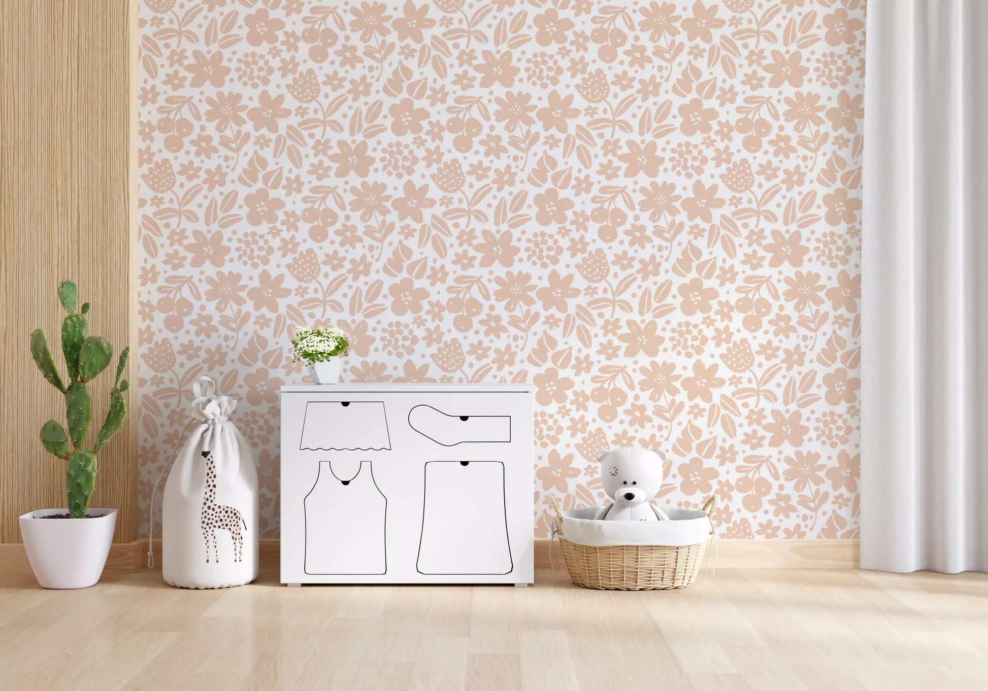 Minimalist Peach Garden Bloom Wallpaper⁠