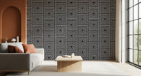 Abstract Hand-Drawn Linear Square Motif Wallpaper⁠