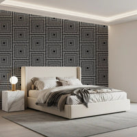 Abstract Hand-Drawn Linear Square Motif Wallpaper⁠