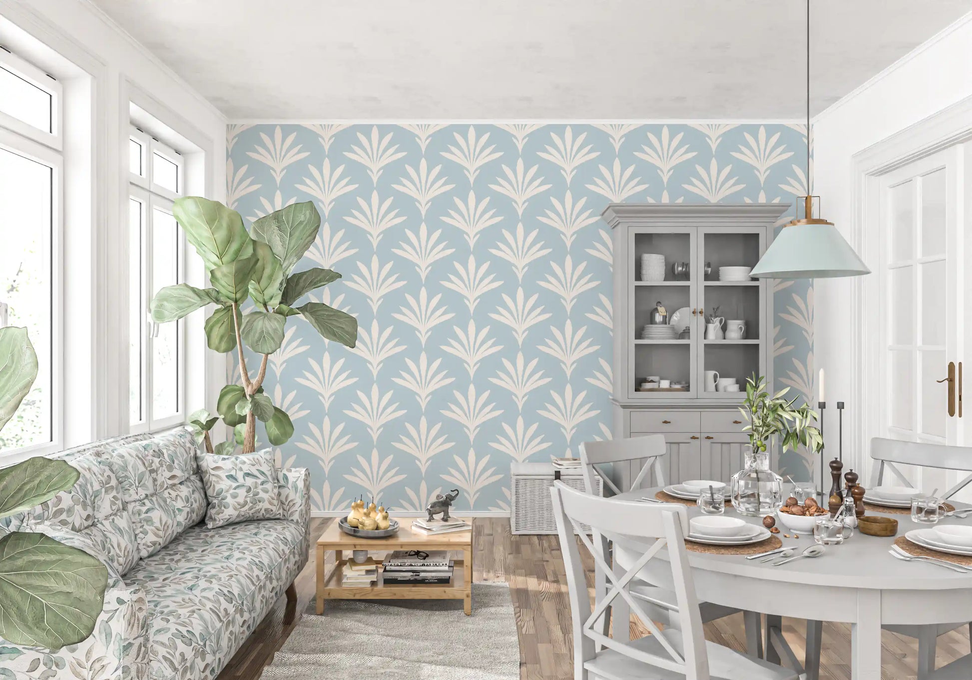 Abstract Fan Leaf Pattern Wallpaper⁠