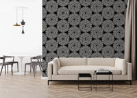 Modernist Painterly Orbit Geometric Motif Wallpaper⁠
