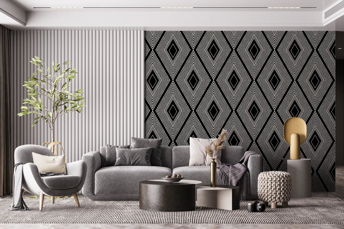 Monochromatic Geometric Diamond Lattice Wallpaper⁠