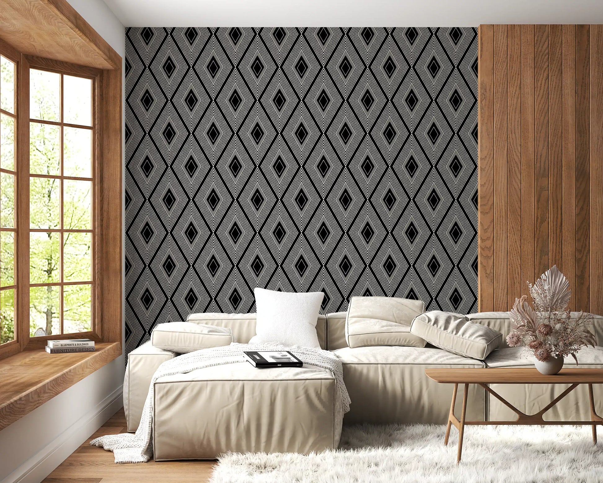 Monochromatic Geometric Diamond Lattice Wallpaper⁠