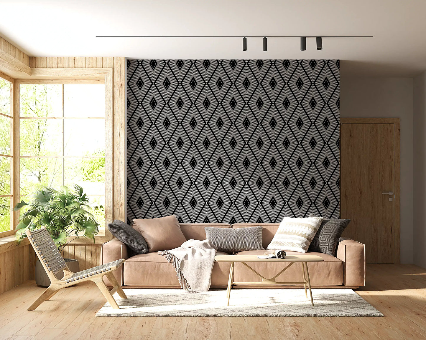 Monochromatic Geometric Diamond Lattice Wallpaper⁠