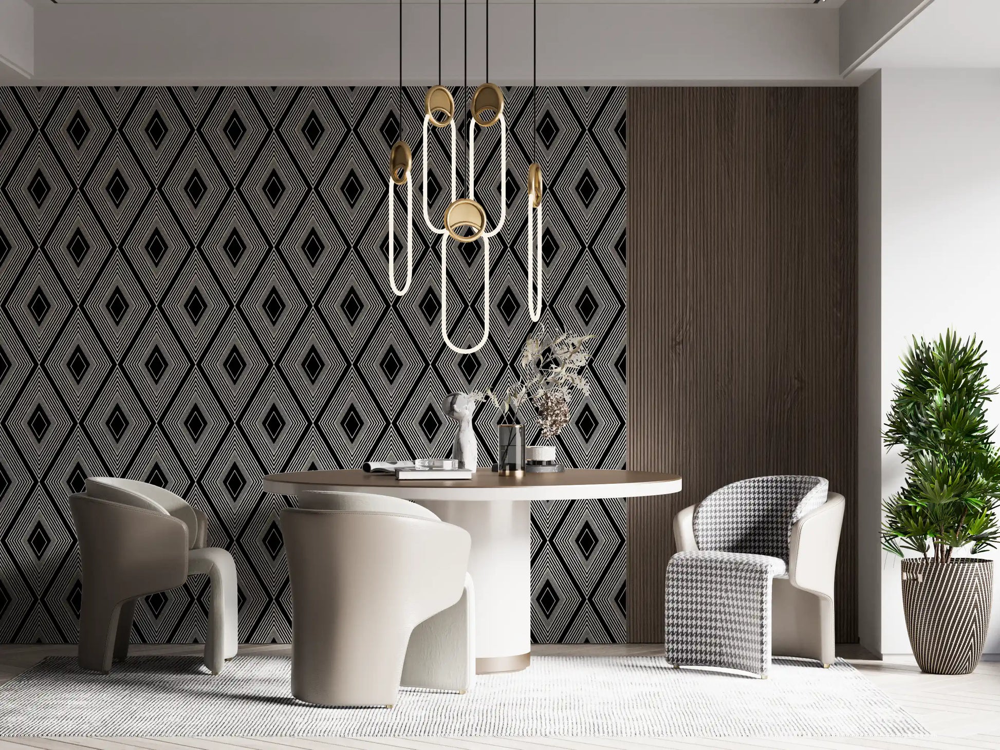 Monochromatic Geometric Diamond Lattice Wallpaper⁠