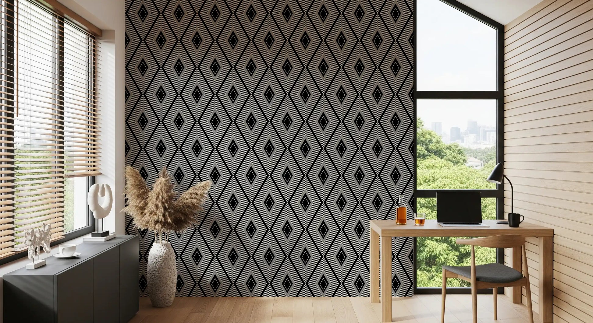 Monochromatic Geometric Diamond Lattice Wallpaper⁠