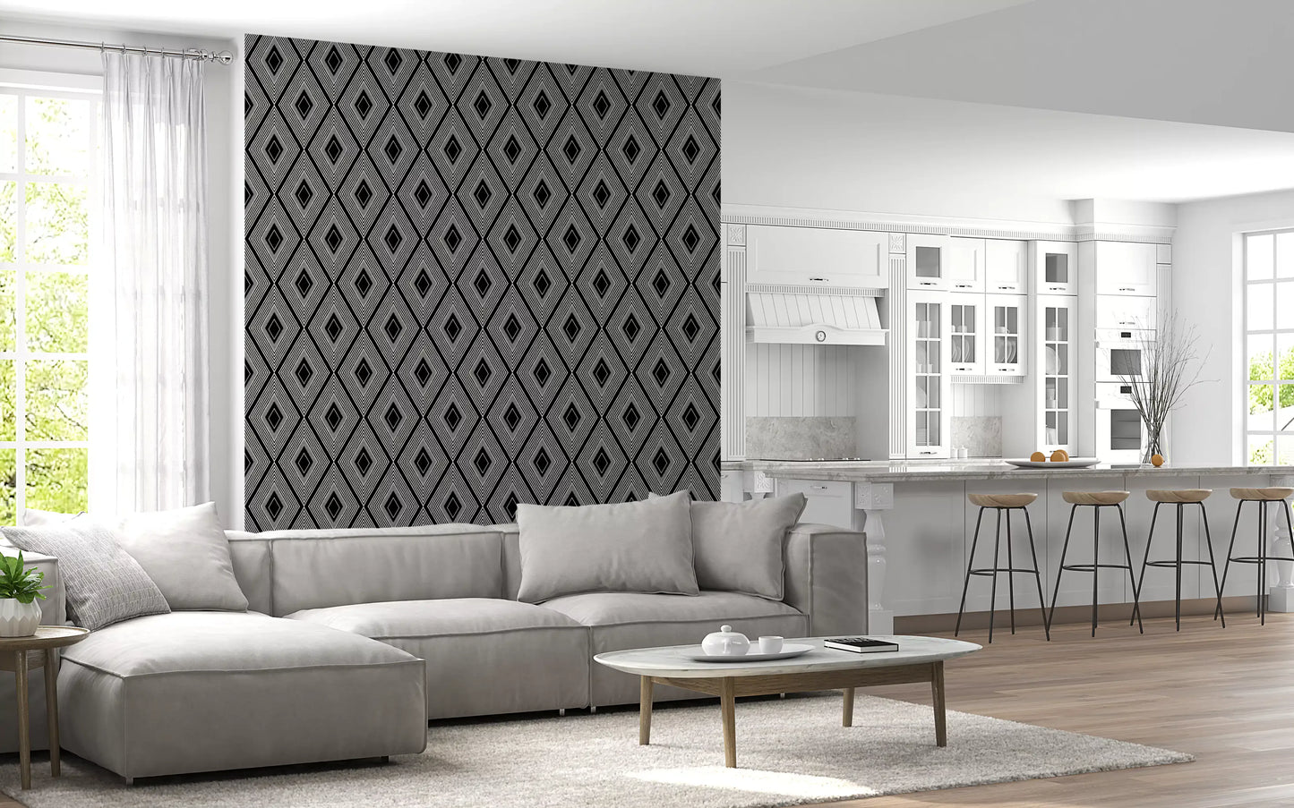 Monochromatic Geometric Diamond Lattice Wallpaper⁠
