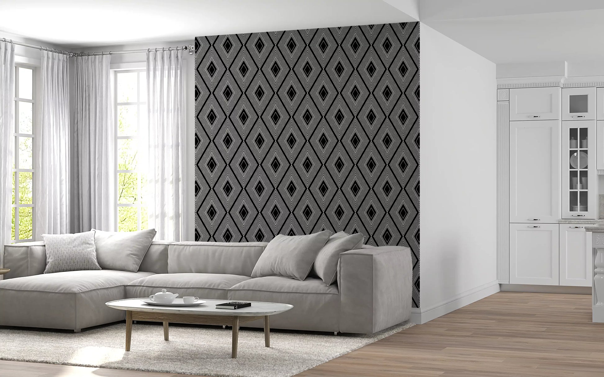 Monochromatic Geometric Diamond Lattice Wallpaper⁠