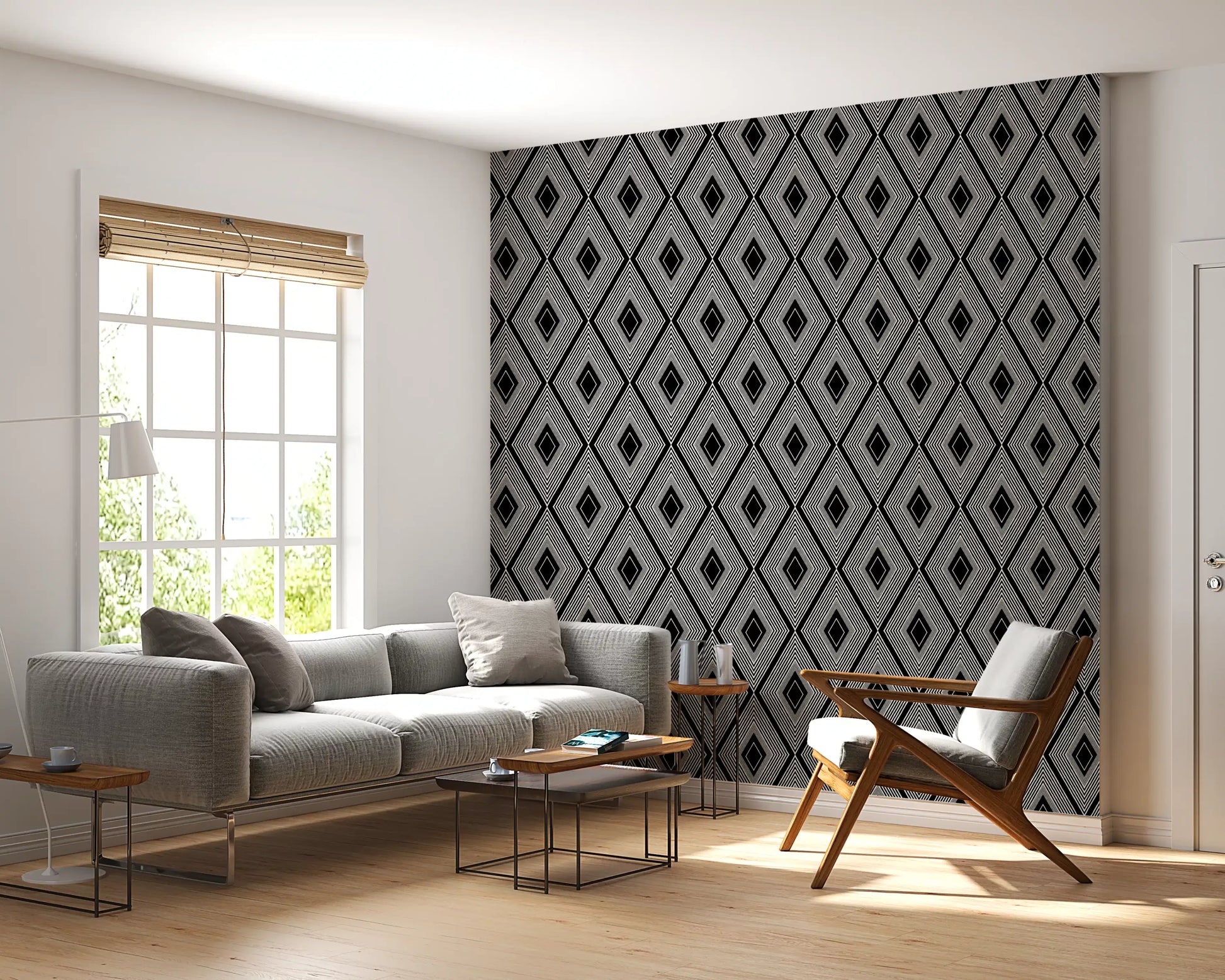Monochromatic Geometric Diamond Lattice Wallpaper⁠