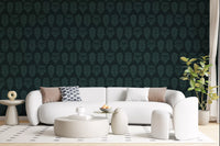 Midnight Botanical Block Print Wallpaper⁠