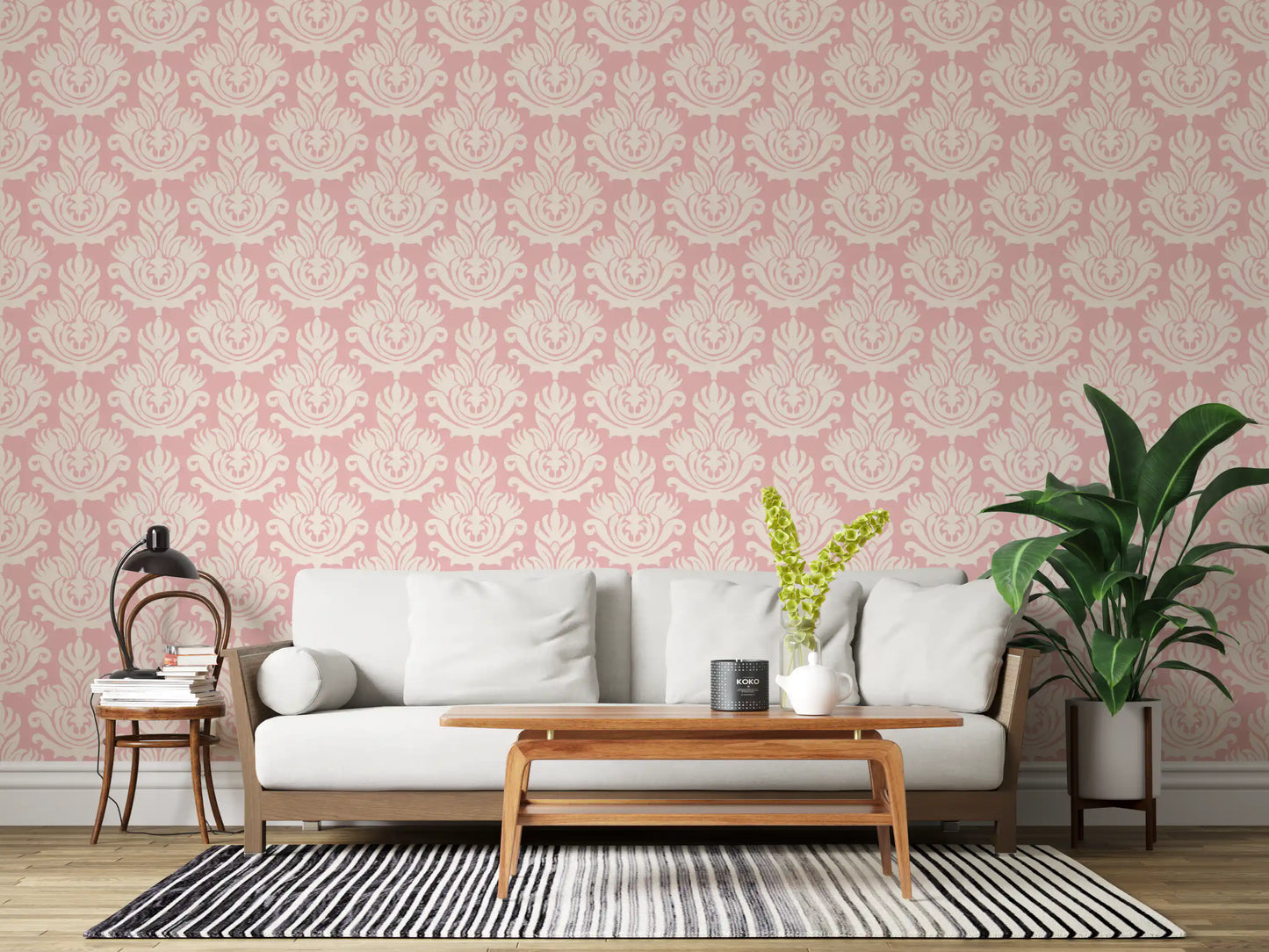 Hand-Drawn Pink Heritage Wallpaper⁠
