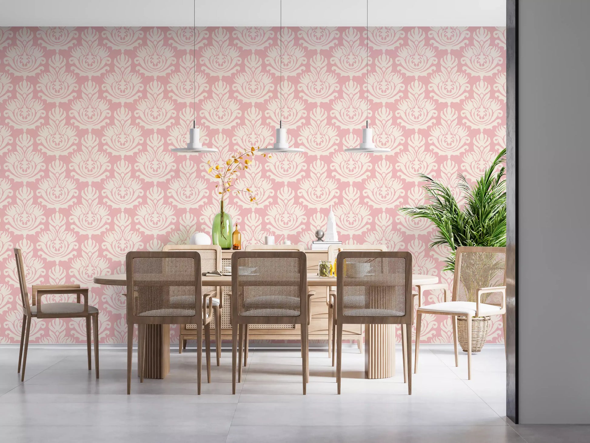 Hand-Drawn Pink Heritage Wallpaper⁠