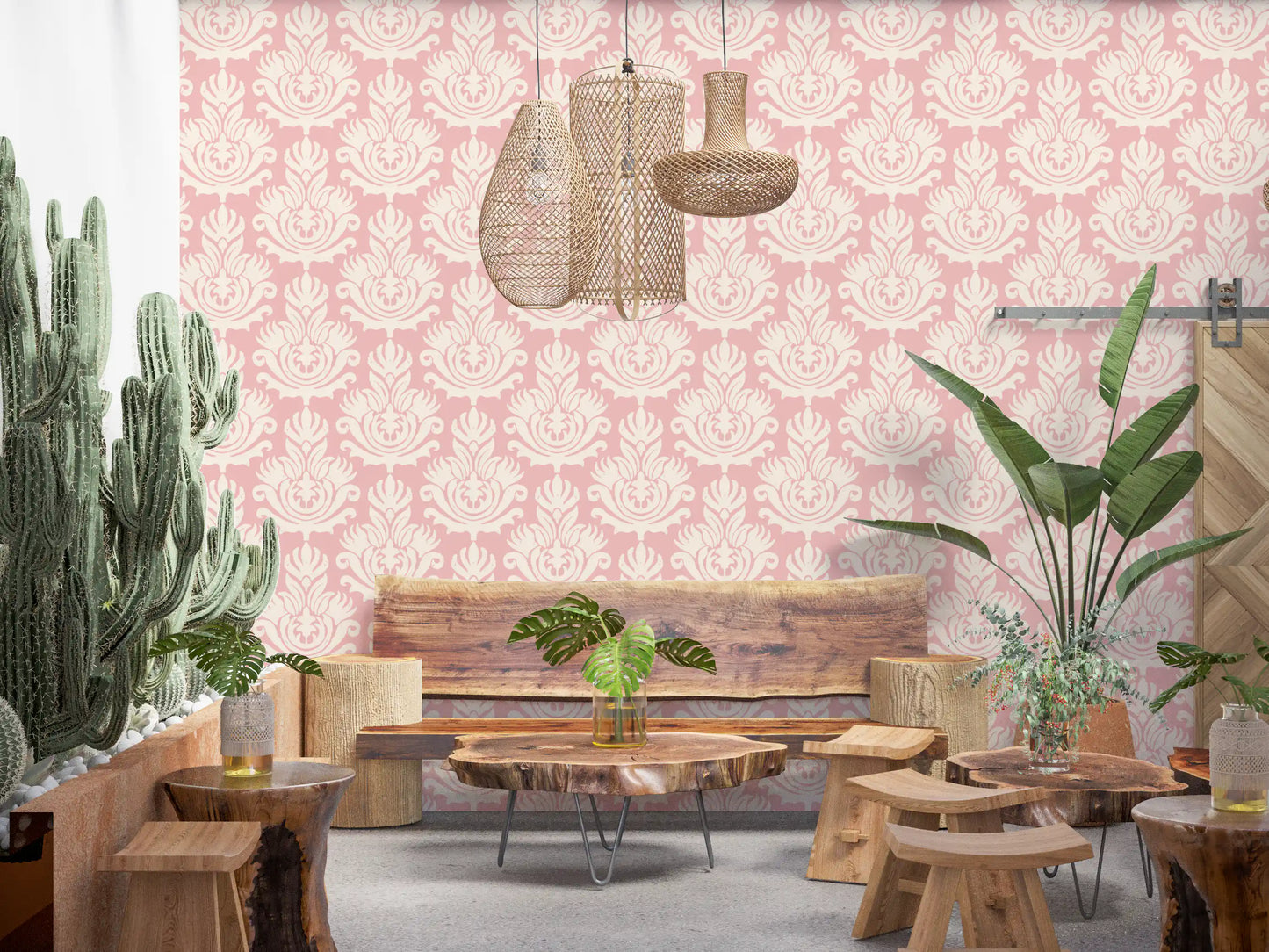 Hand-Drawn Pink Heritage Wallpaper⁠