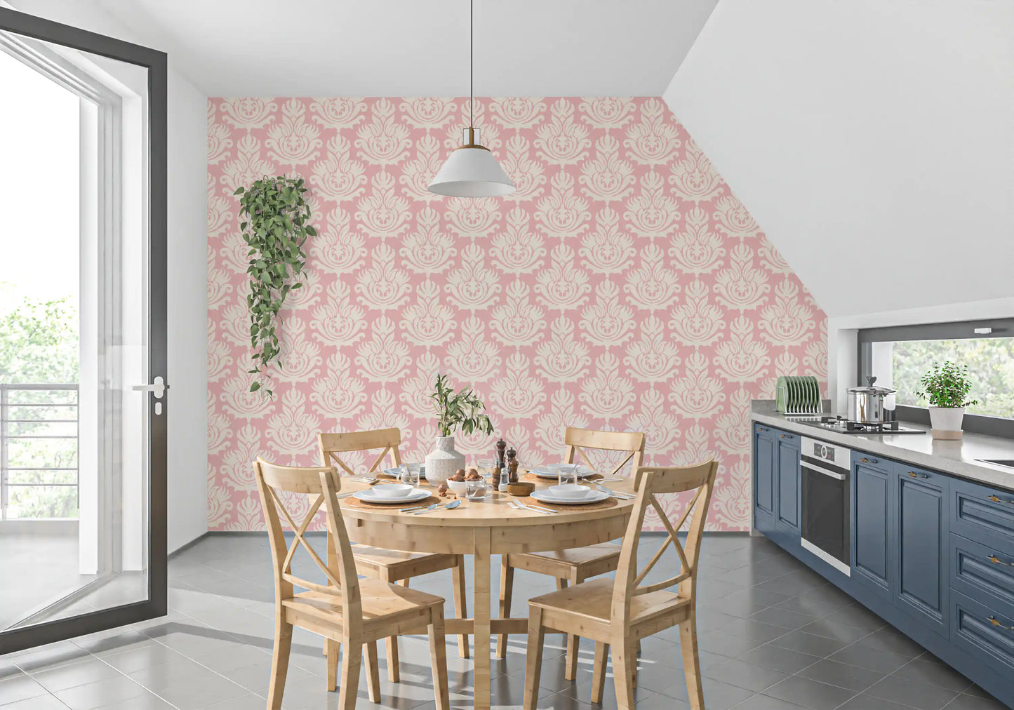 Hand-Drawn Pink Heritage Wallpaper⁠