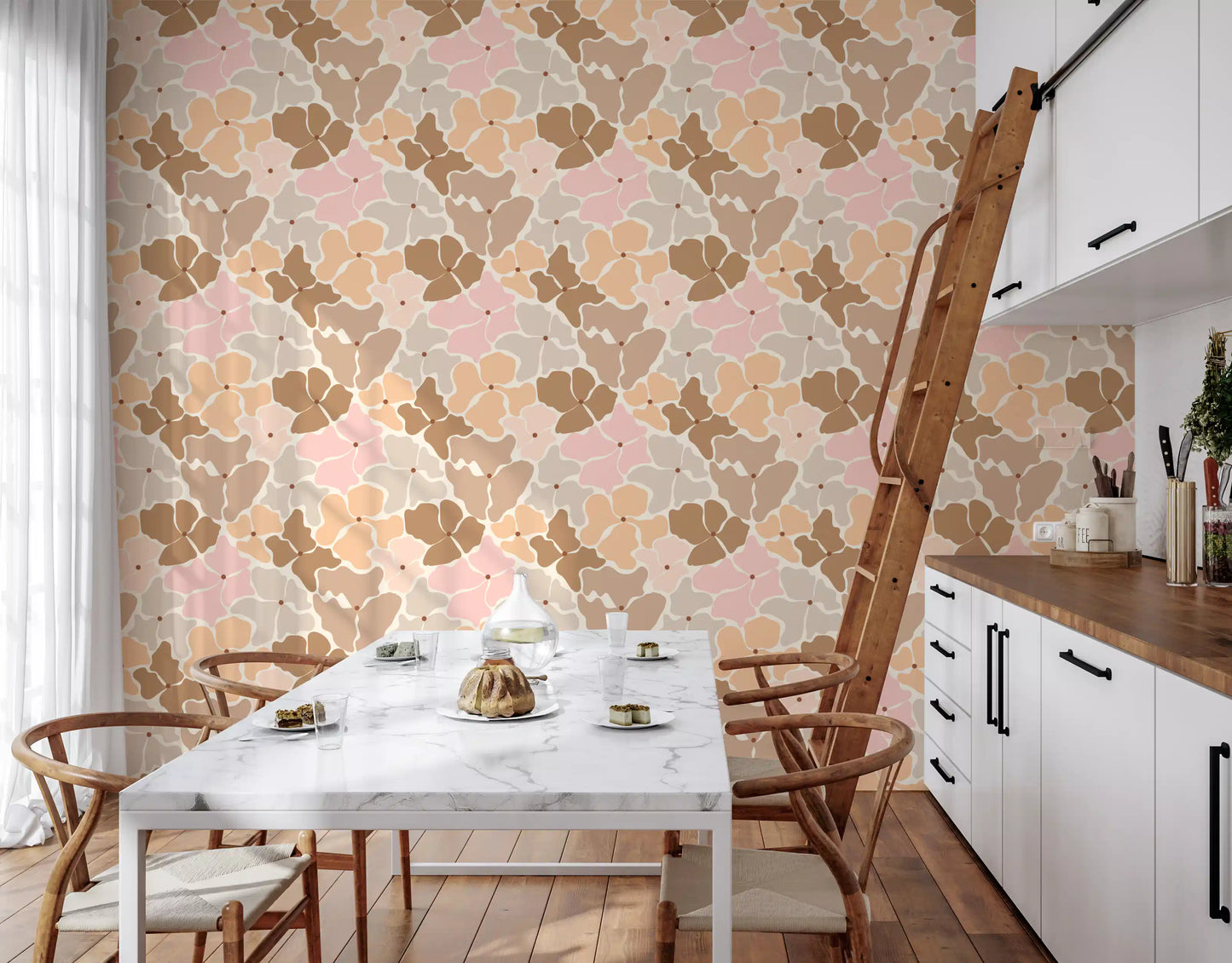 Soft Earthy Petal Mosaic Wallpaper⁠