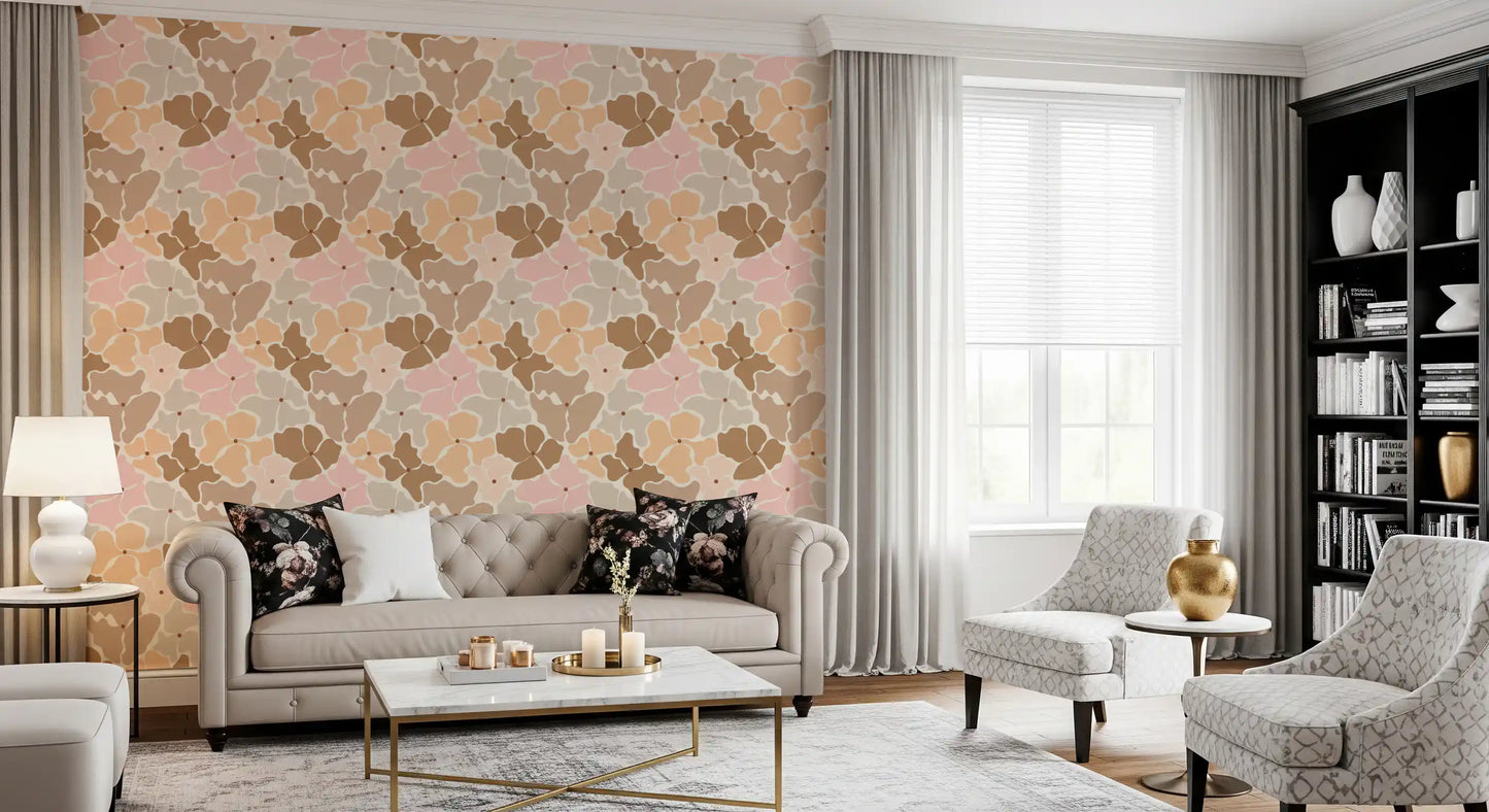 Soft Earthy Petal Mosaic Wallpaper⁠