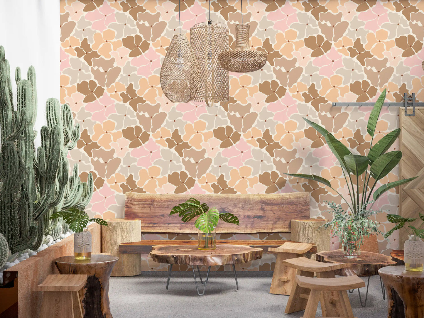 Soft Earthy Petal Mosaic Wallpaper⁠