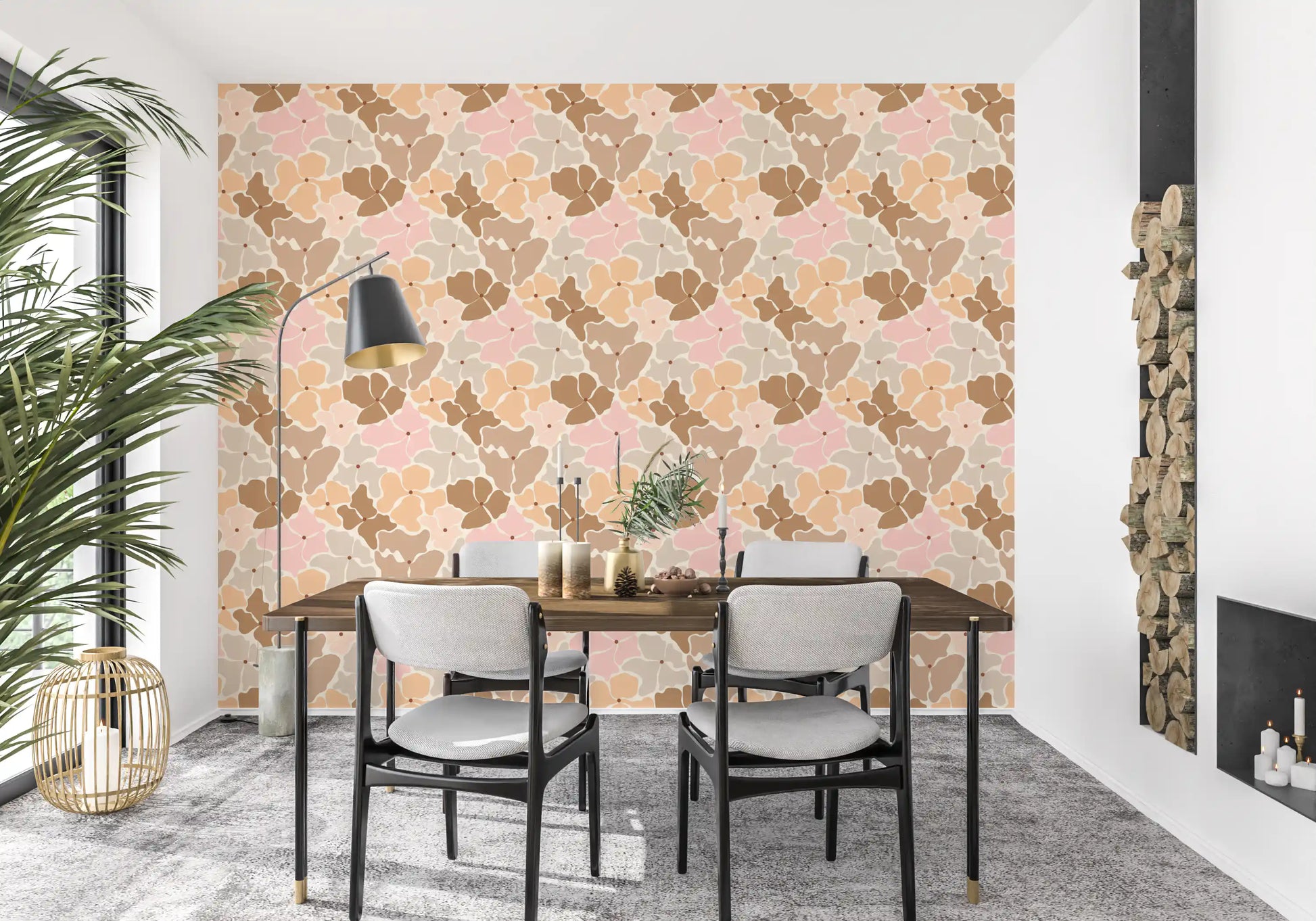 Soft Earthy Petal Mosaic Wallpaper⁠