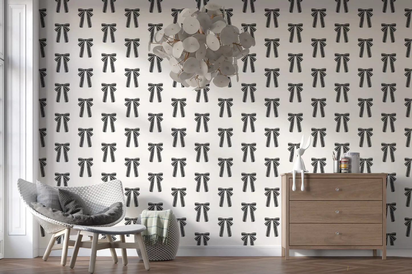 Charming Hand-Drawn Bow Repeat Pattern Wallpaper⁠