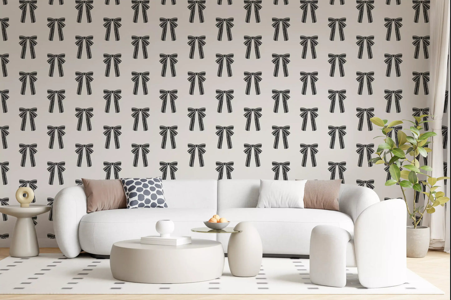 Charming Hand-Drawn Bow Repeat Pattern Wallpaper⁠