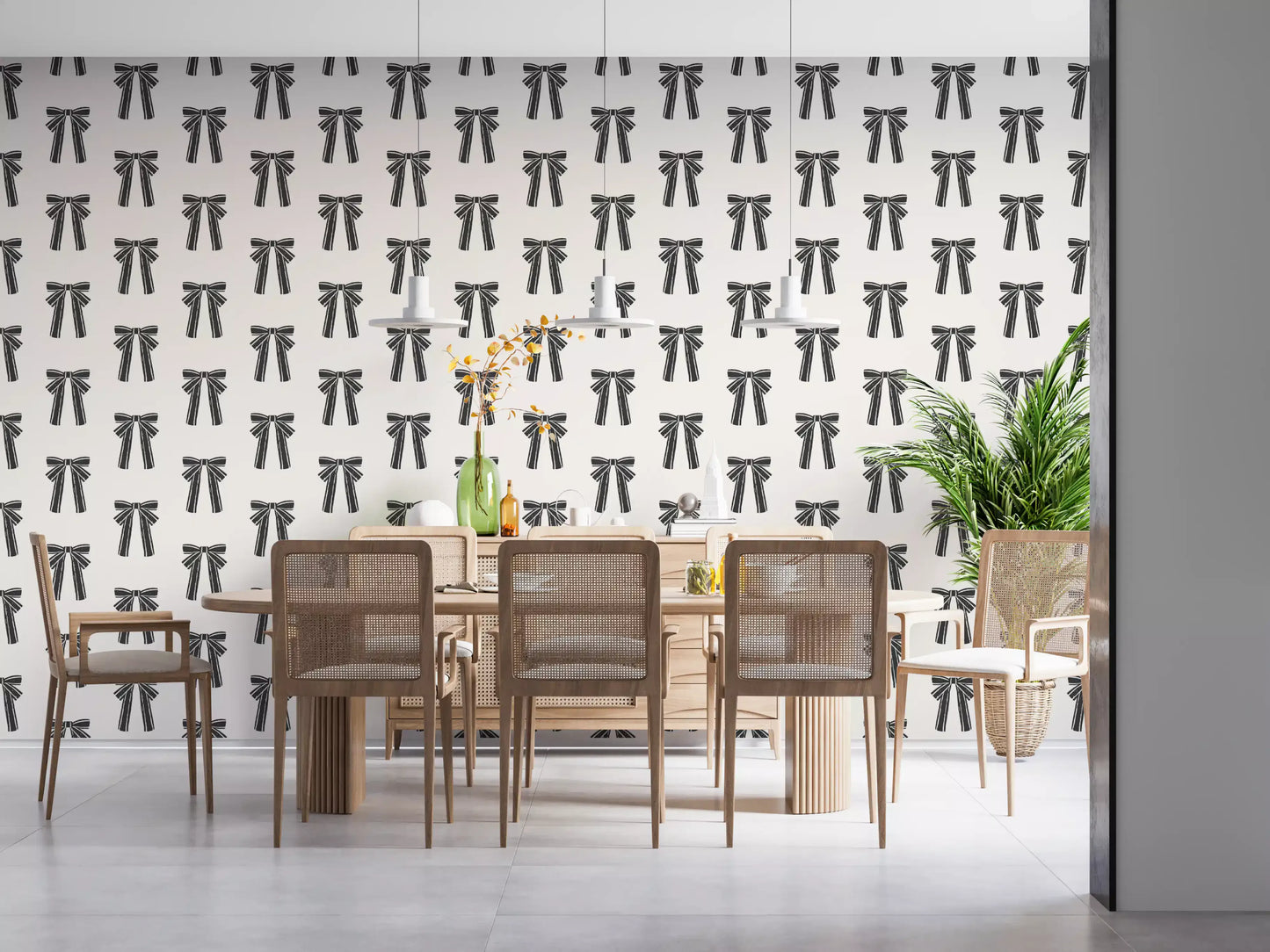Charming Hand-Drawn Bow Repeat Pattern Wallpaper⁠