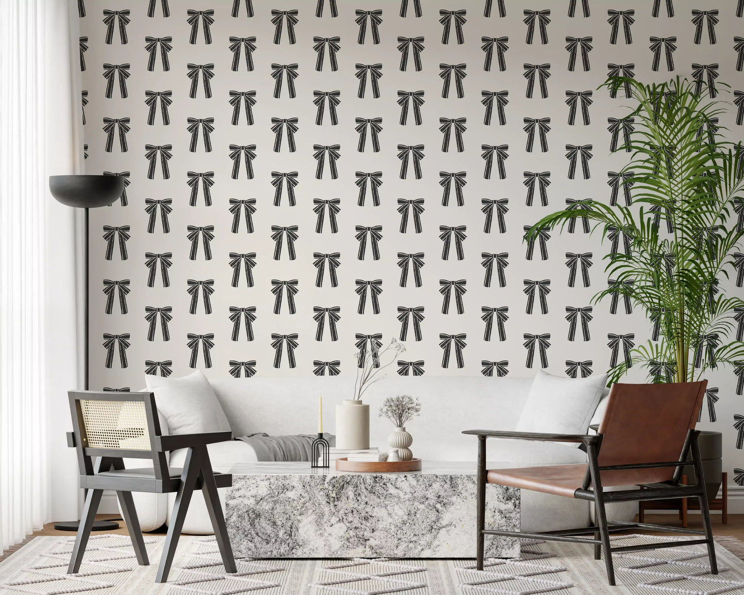 Charming Hand-Drawn Bow Repeat Pattern Wallpaper⁠