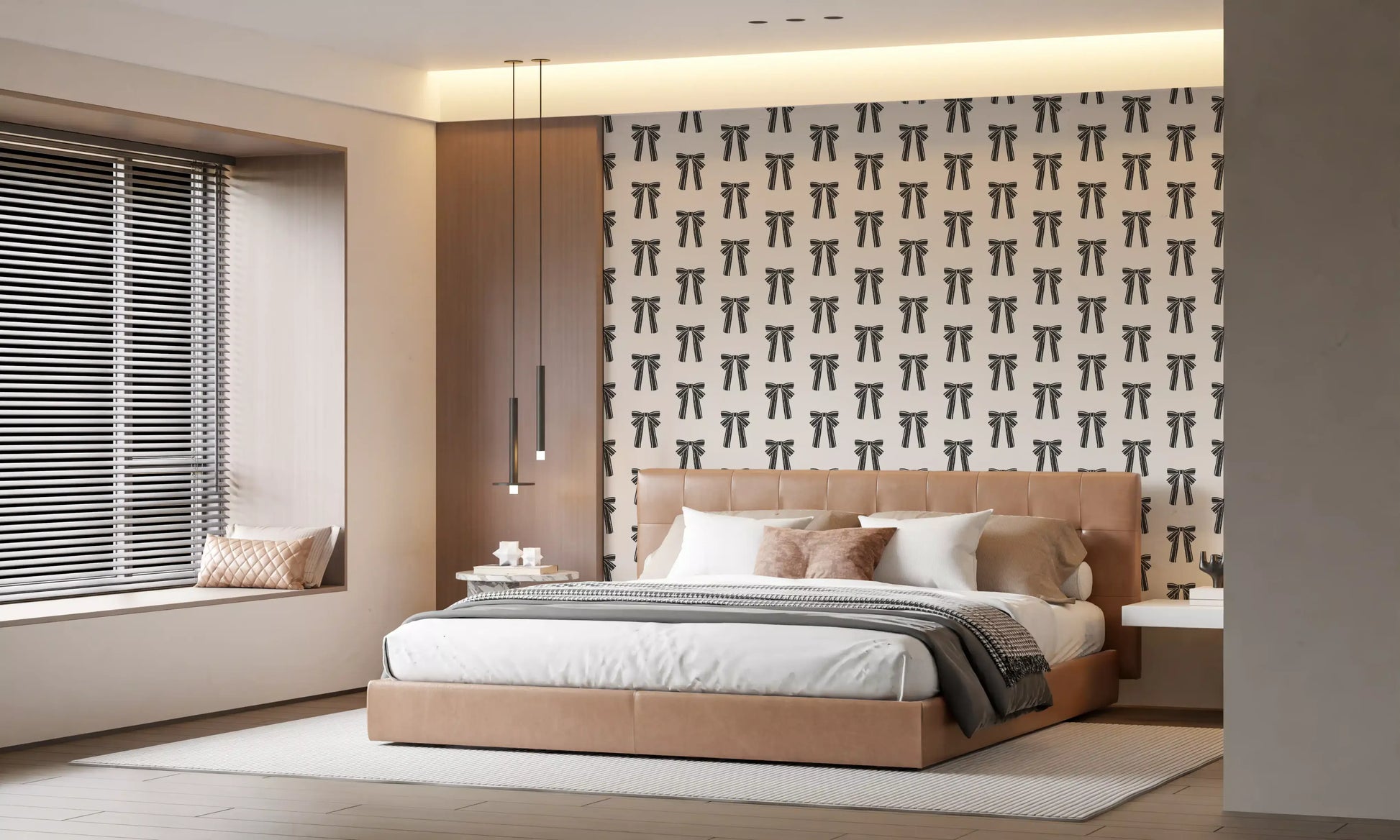 Charming Hand-Drawn Bow Repeat Pattern Wallpaper⁠