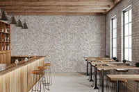 Serene Linear Foliage in Taupe Wallpaper⁠