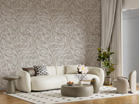 Serene Linear Foliage in Taupe Wallpaper⁠