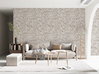 Serene Linear Foliage in Taupe Wallpaper⁠