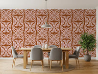 Rustic Terracotta Floral Geometric Wallpaper⁠