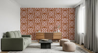 Rustic Terracotta Floral Geometric Wallpaper⁠