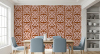 Rustic Terracotta Floral Geometric Wallpaper⁠